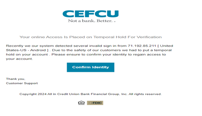 ✅ CEFCE Credit Union -High Quality Send Inbox HTML ✅