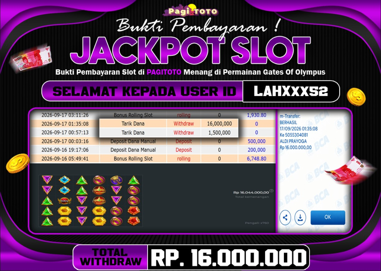 HAPPY JACKPOT MEMBER PAGITOTO SLOT GATES OF OLYMPUS Rp 16.000.000-, - LUNAS
