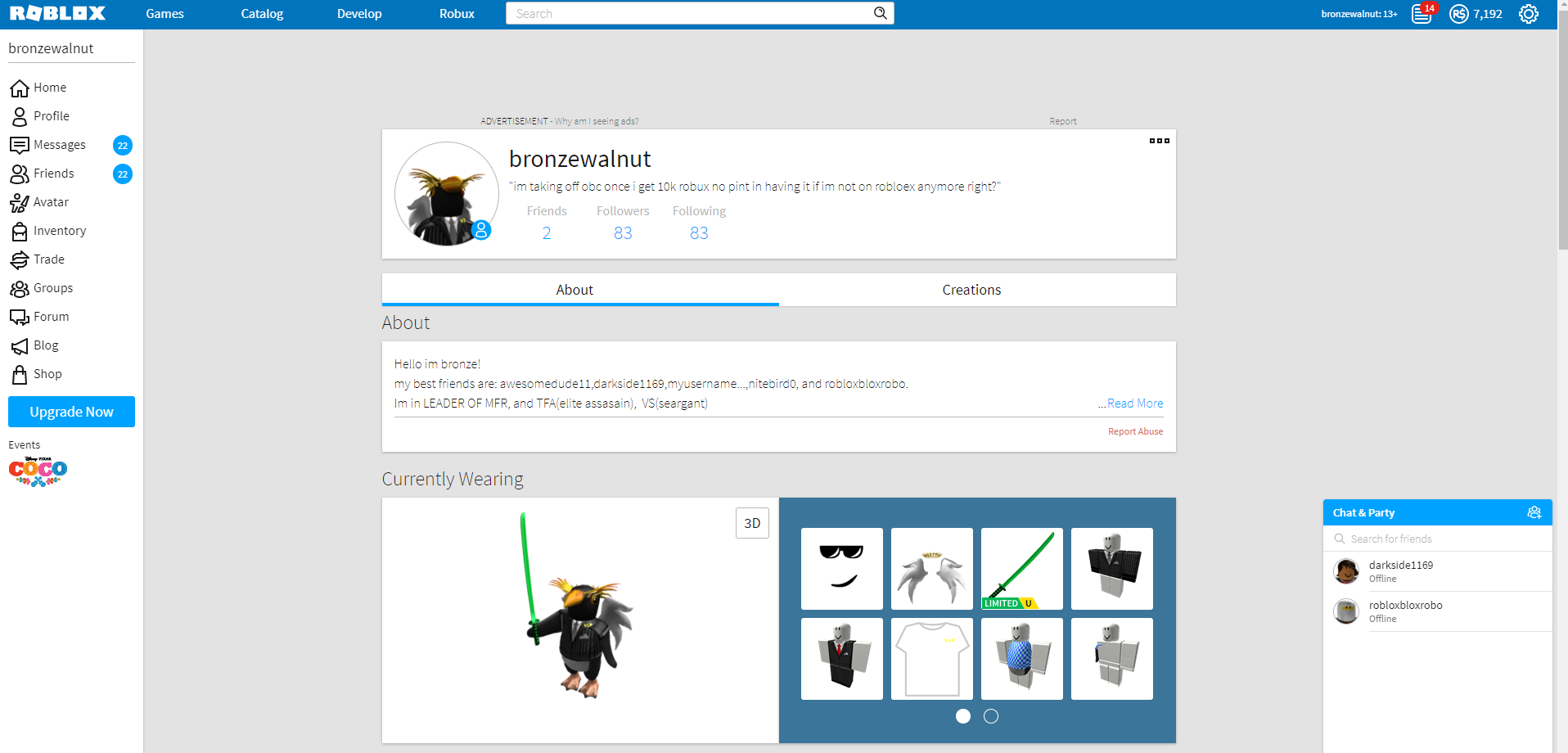 Bronzewalnut 7 192 Robux - 10k robux for an ad