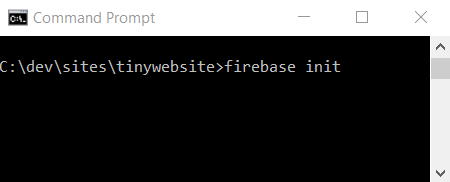 Firebase init command prompt windows