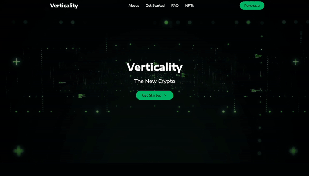 Gif of Verticality. A cryptocurrency exchange platform.