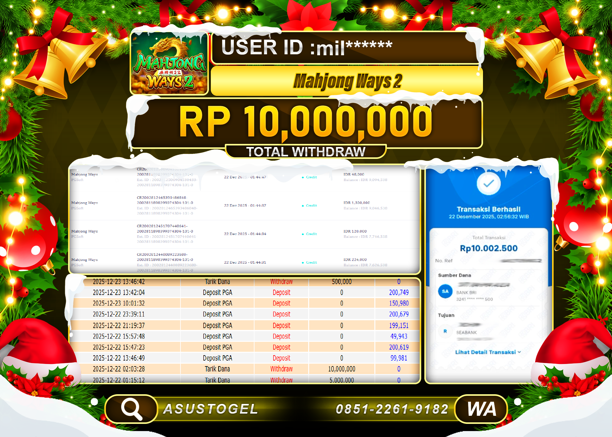 ASUSTOGEL KEMENANGAN DI SLOT MAHJONG WAYS 2 SEBESAR 10,000,000 - RUPIAH LUNAS