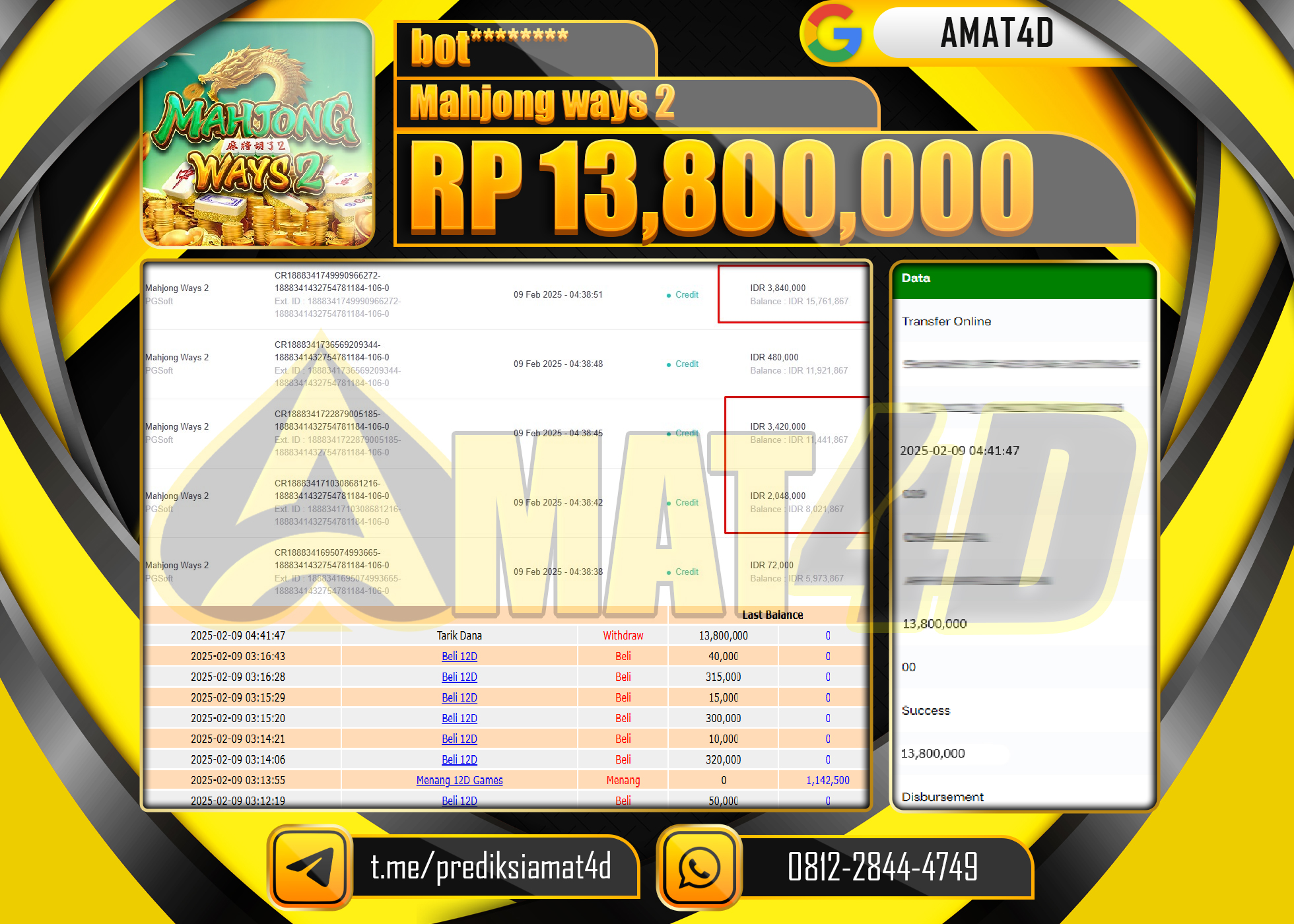 AMAT4D KEMENANGAN MAHJONG WAYS 2 Rp.13.800.000 BERHASIL TERBAYAR LUNAS