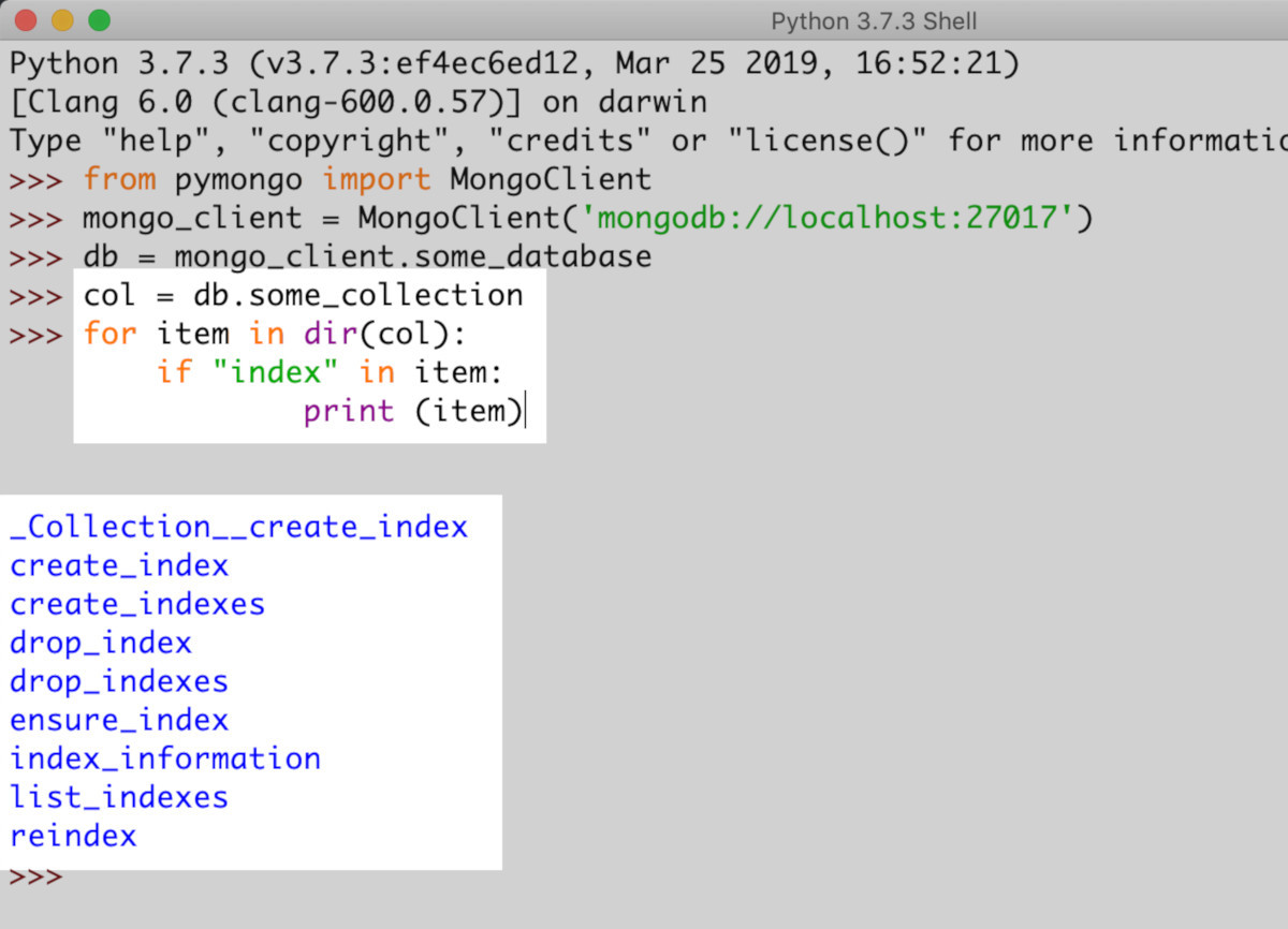 How To Use Python To Check If An Index Exists For A MongoDB Collection 