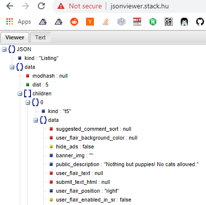 JSON content displayed in JSON Viewer