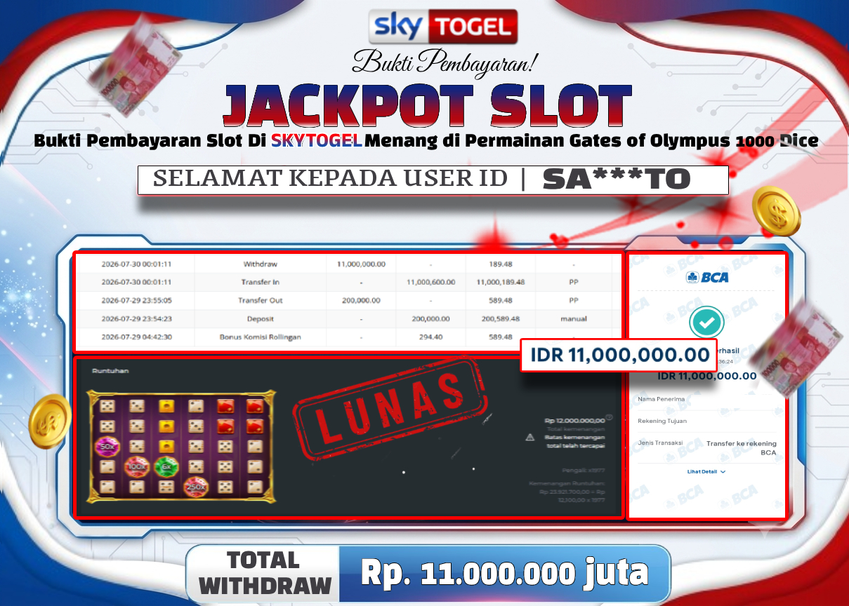 🏆 BUKTI KEMENANGAN Gates of Olympus 1000 Dice  MEMBER SKYTOGEL🏆