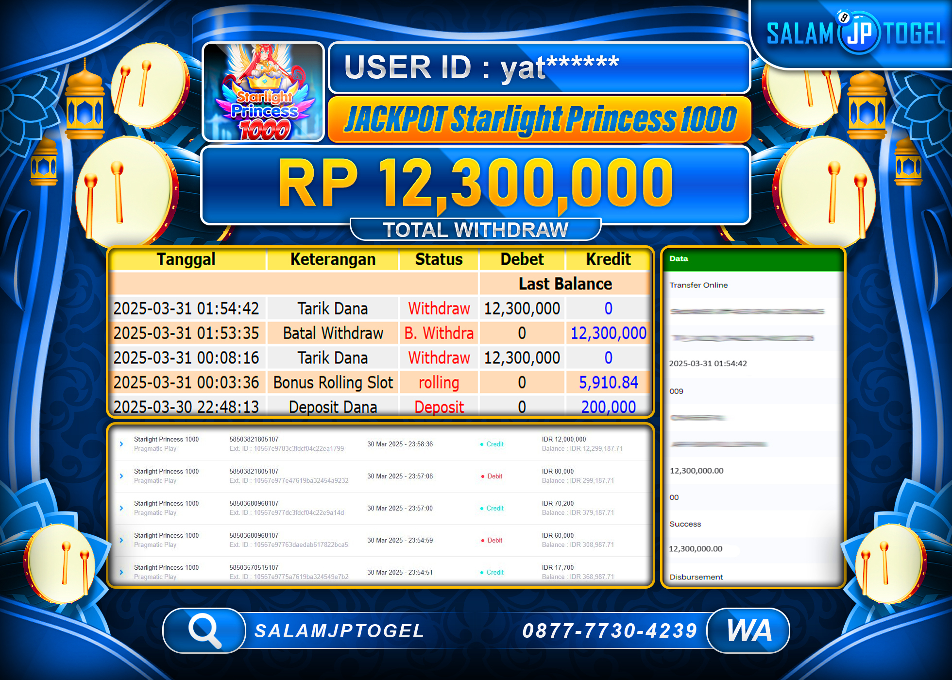 SALAMJPTOGEL MENANG STARLIGHT PRINCESS 1000  Rp. 12,300,000 LUNAS