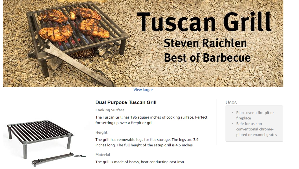 Toscana Em Ferro Fundido Churrasco Grill 14 X14 Aco Inoxidavel