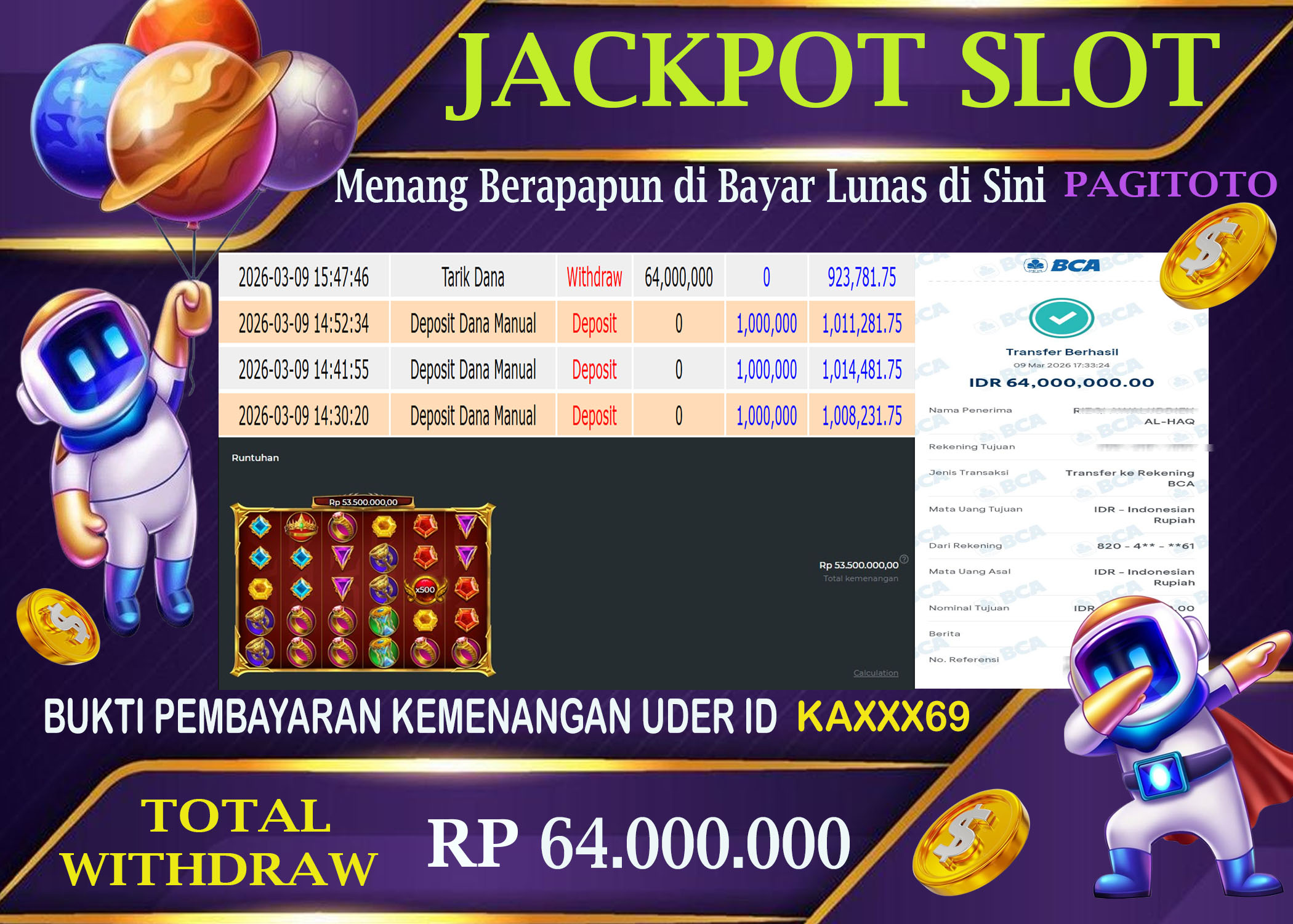 HAPPY JACKPOT MEMBER PAGITOTO SLOT GATES OF OLYMPUS SUPER SCATTER  Rp  69.000.000-, - LUNAS