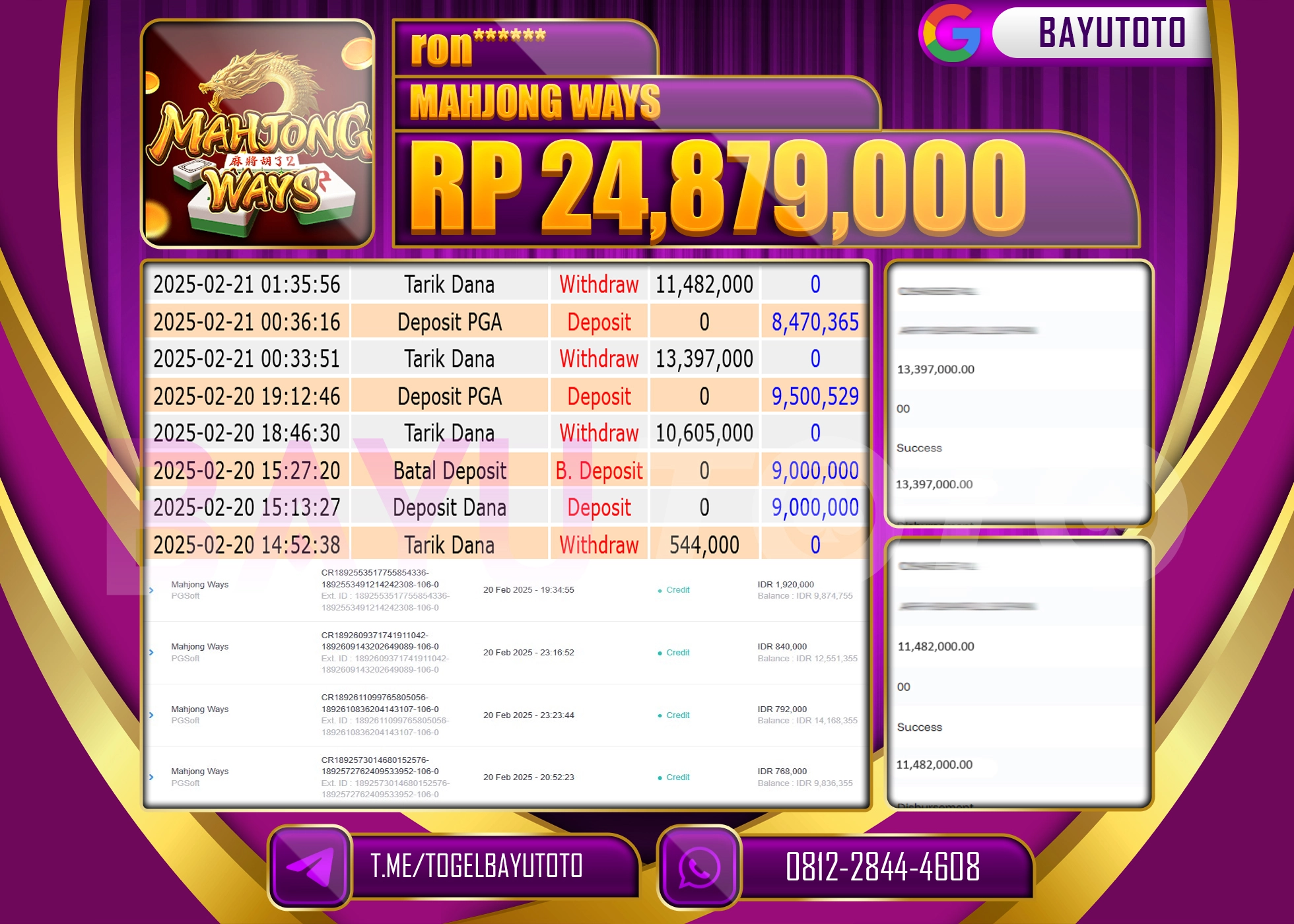 BAYUTOTO JACKPOT DI MAHJONG WAYS Rp.24,879,000 LUNASS