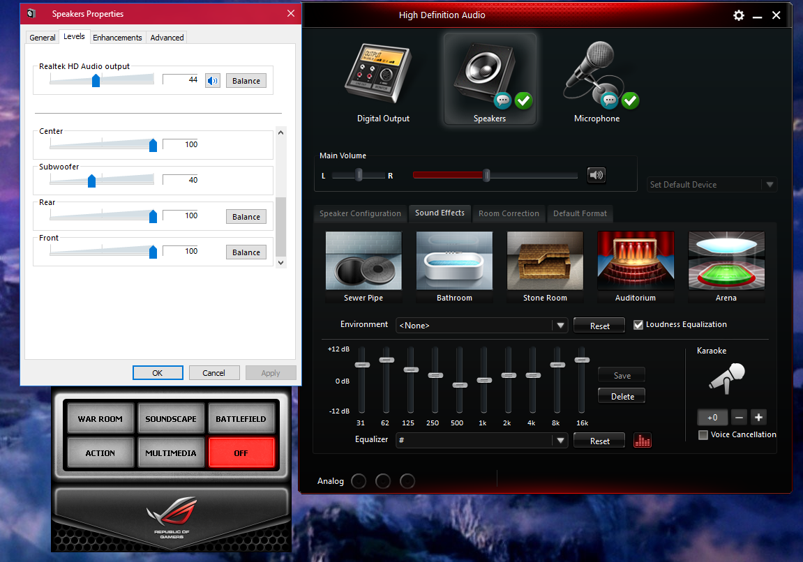 asus realtek hd audio manager bass eq