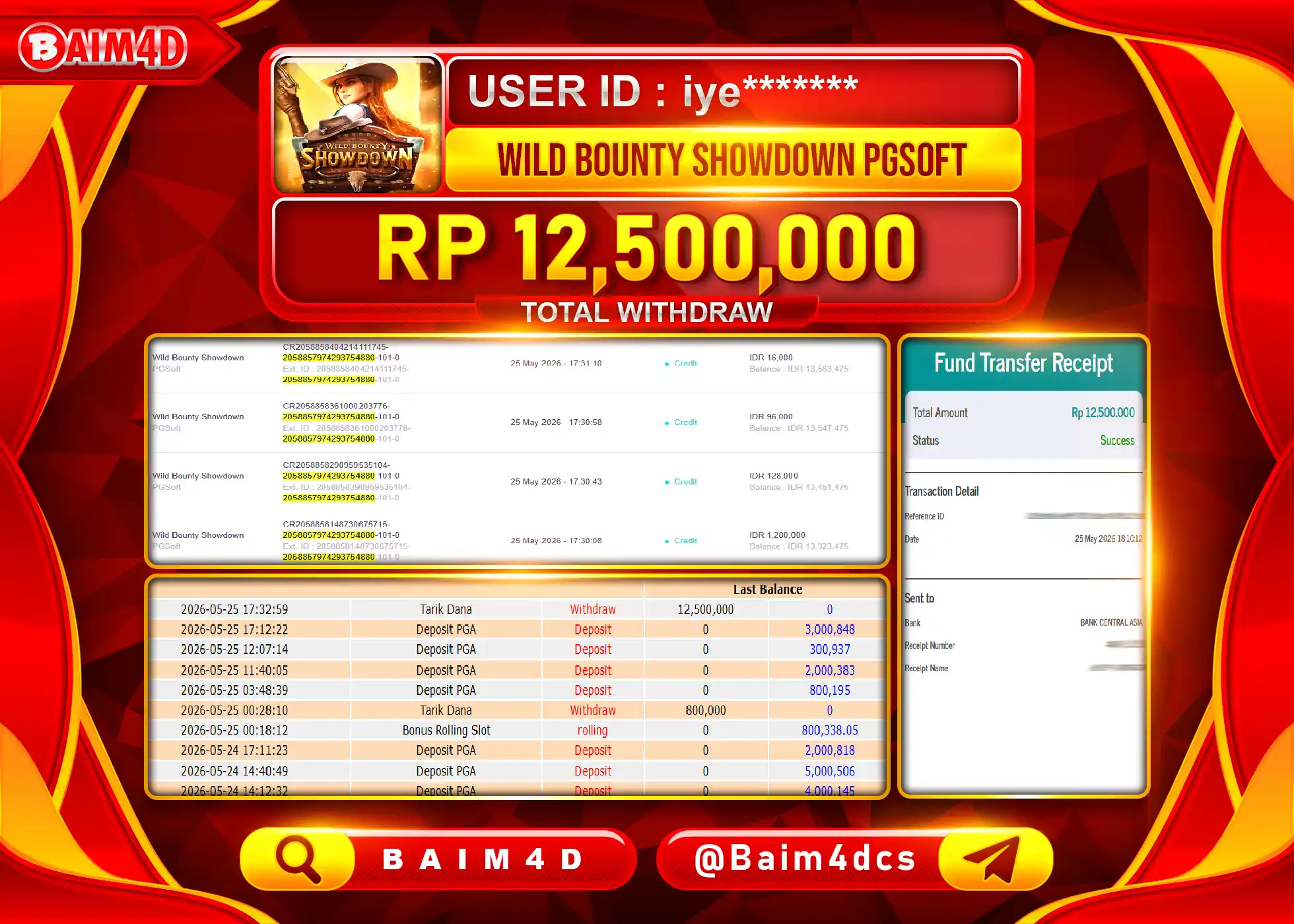 BAIM4D JACKPOT WILD BOUNTY SHOWDOWN Rp.12,500,000 - LUNAS