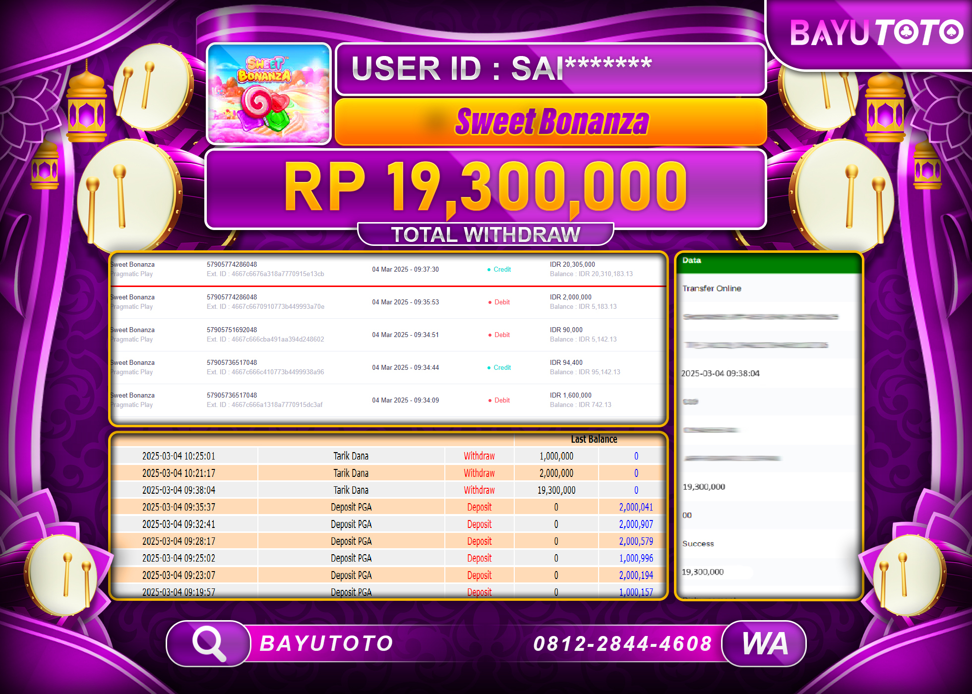 BAYUTOTO JACKPOT DI SWEET BONANZA Rp19,300,000 LUNAS
