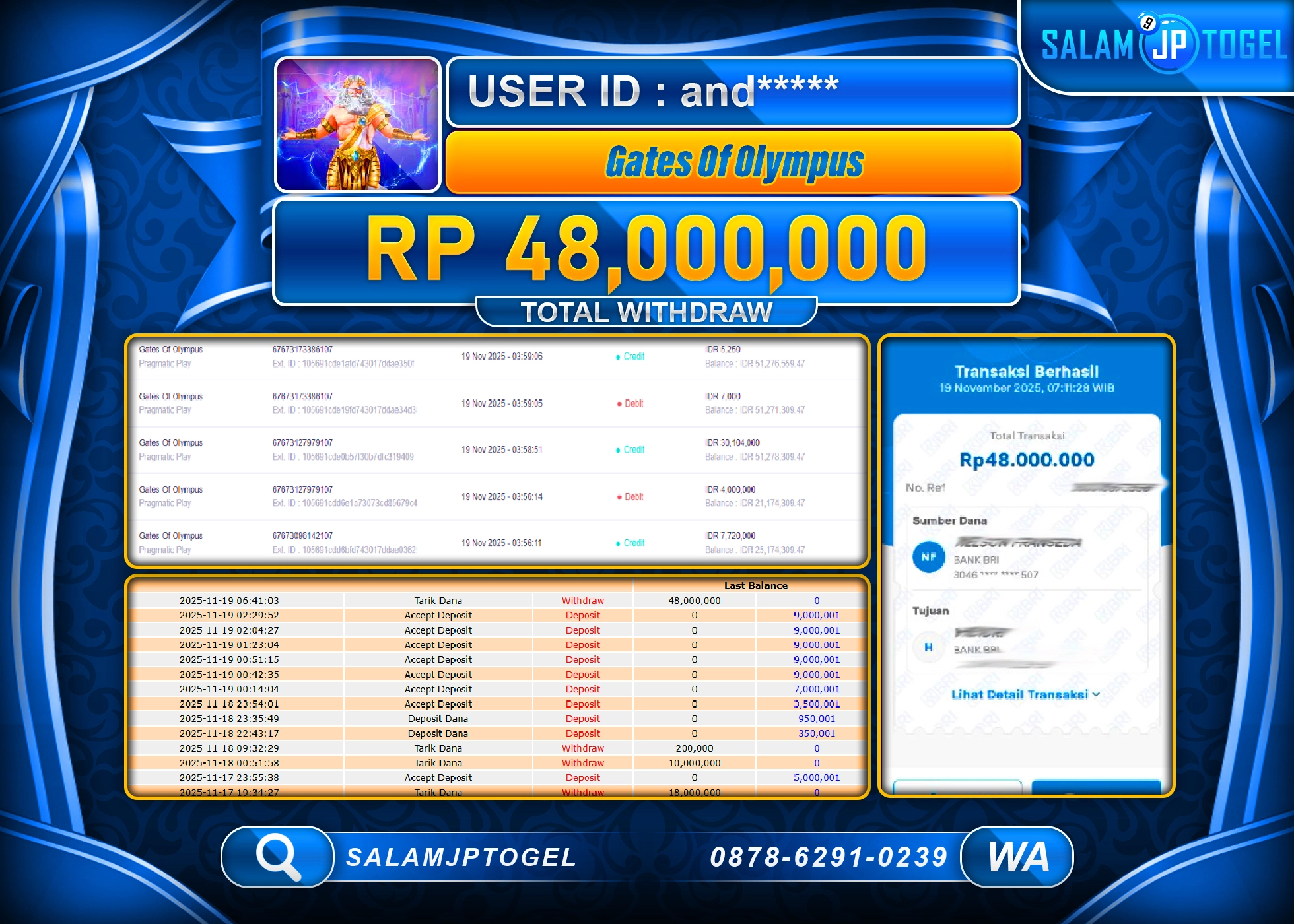 SALAMJPTOGEL MENANG SLOT GATES OF OLYMPUS Rp.48,000,000  - LUNAS