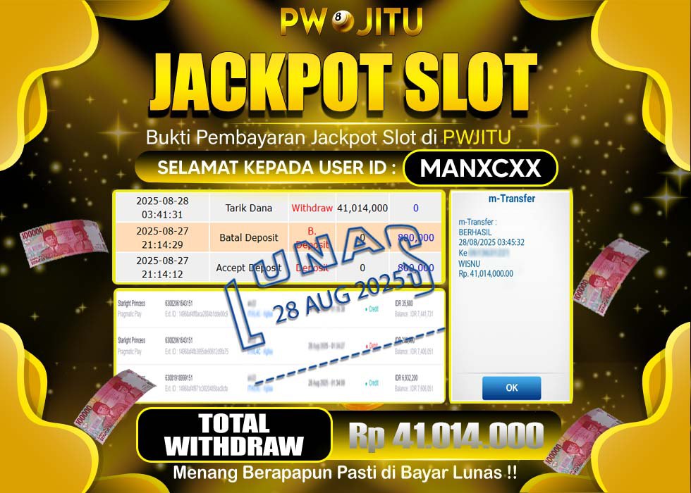 PWJITU JACKPOT SLOT STARLIGHT PRINCESS Rp.41.014.000,- LUNAS