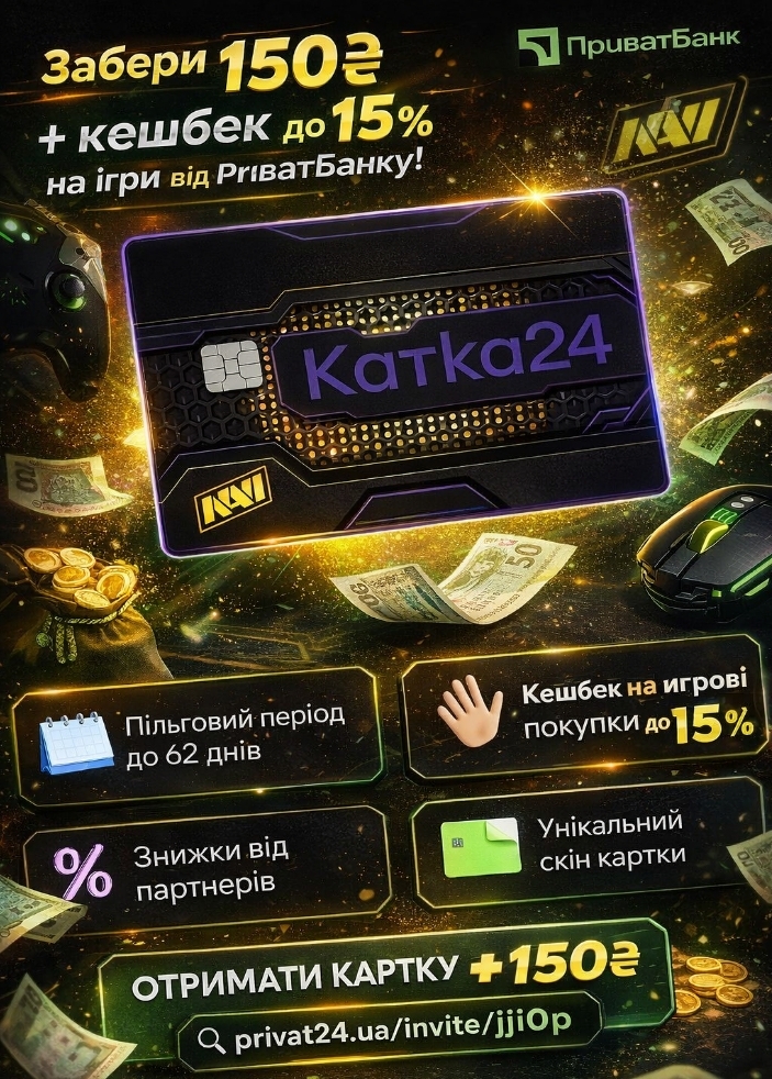 Забери 150 грн + кешбек до 15% на ігри від ПриватБанку