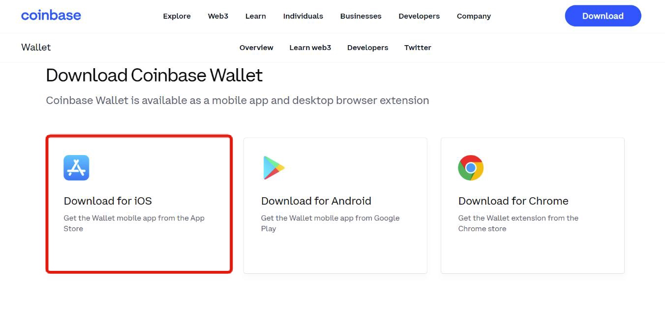 Coinbase account creation: Download digital wallet for crypto assets.