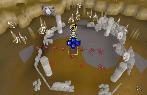 a gif showing how to stack temple spiders in osrs