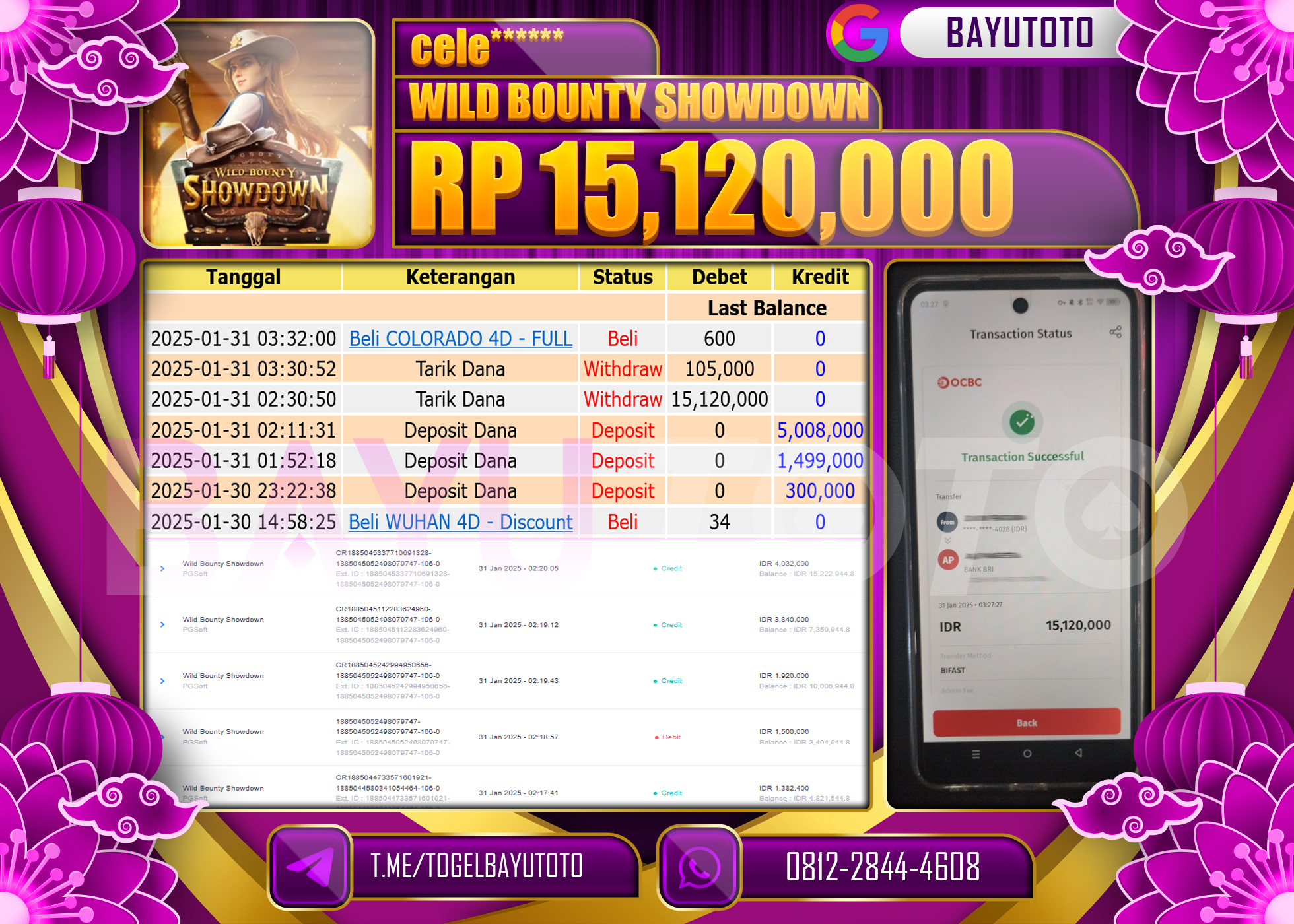 BAYUTOTO JACKPOT DI WILD BOUNTY SHOWDOWN  Rp.15.120.000 LUNAS