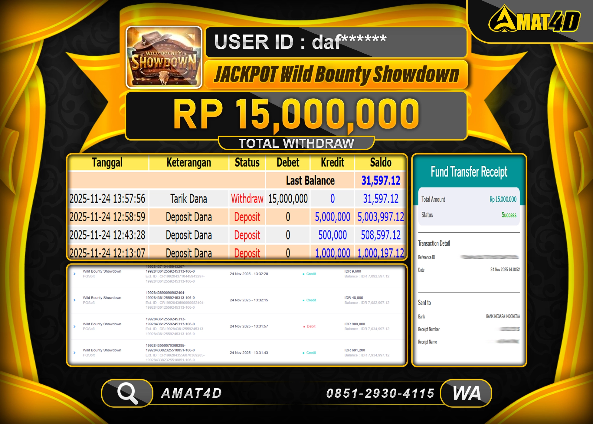 AMAT4D KEMENANGAN DI WILD BOUNTY SHOWDOWN Rp.15.000.000 BERHASIL TERBAYAR LUNAS