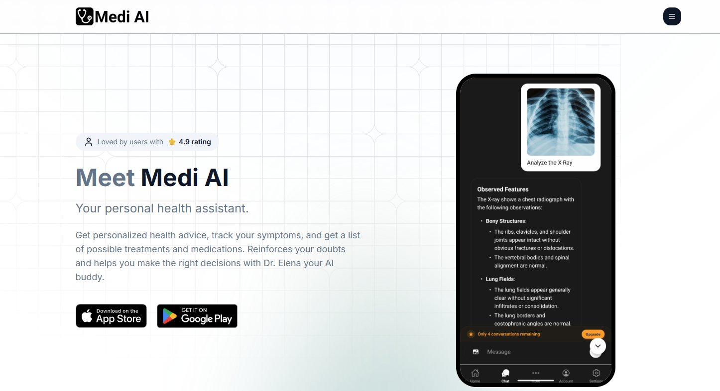 Medi AI app screenshot.