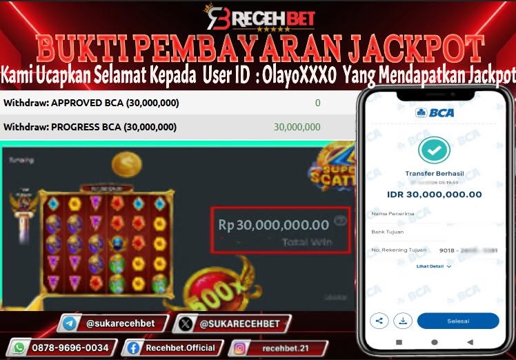 🏆 Terbukti Jackpot GATES OF OLYMPUS SUPER SCATTER  Rp 30,000,000-, Di RECEHBET 🏆
