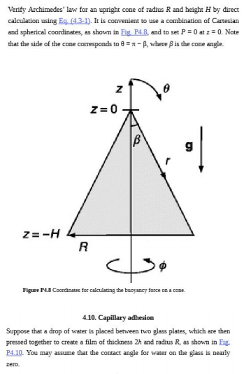 Verify Archimedes Law For An Upright Cone Of Radius