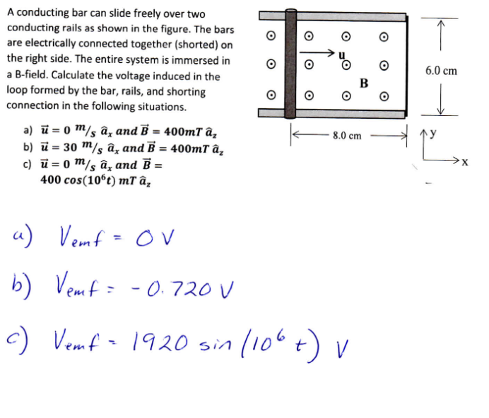 Solved A Conducting Bar Can Slide Freely Over Two Conducting | Chegg.com