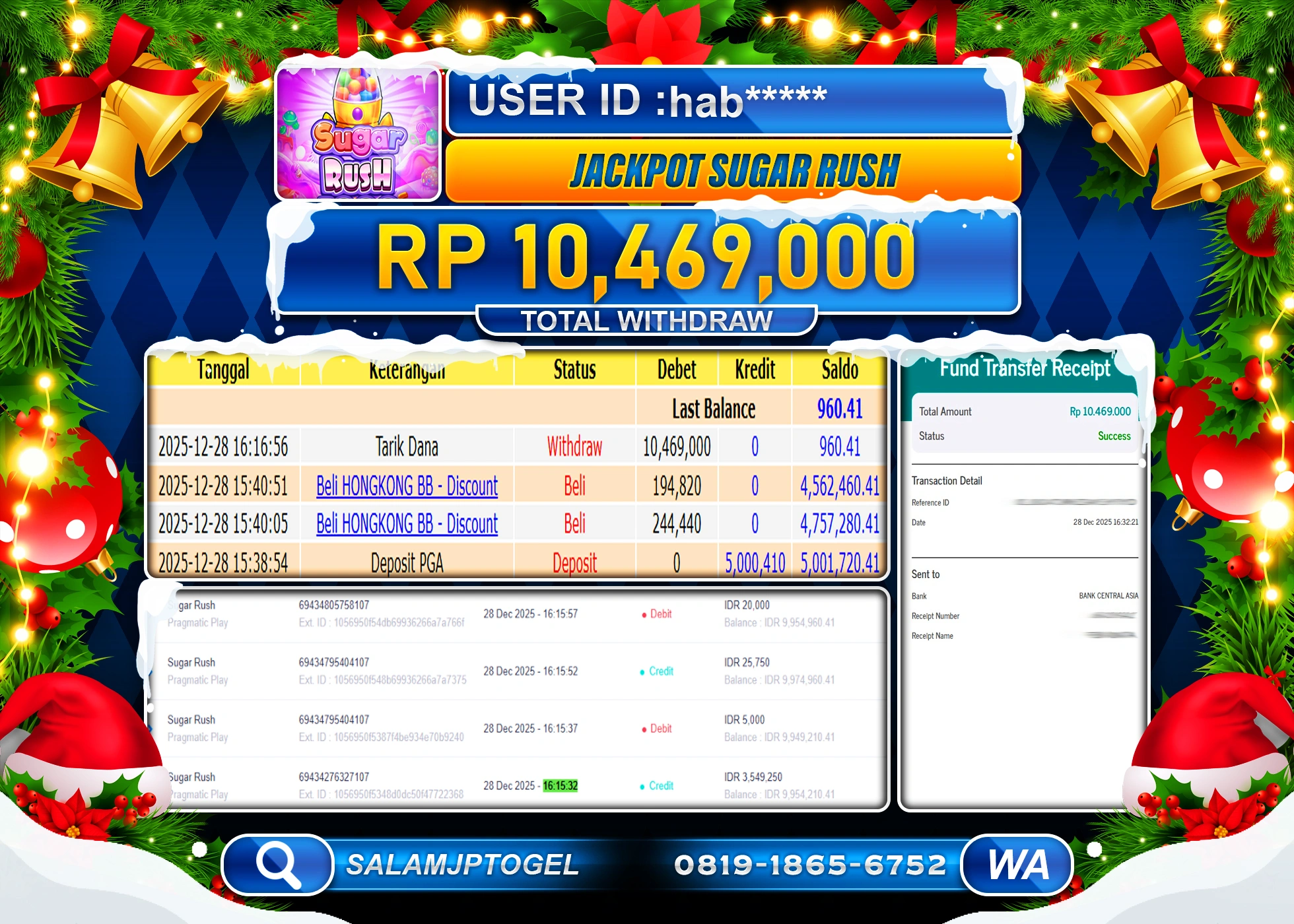SALAMJPTOGEL JACKPOT SLOT SUGAR RUSH PRAGMTIC Rp.10,469,000 - LUNAS