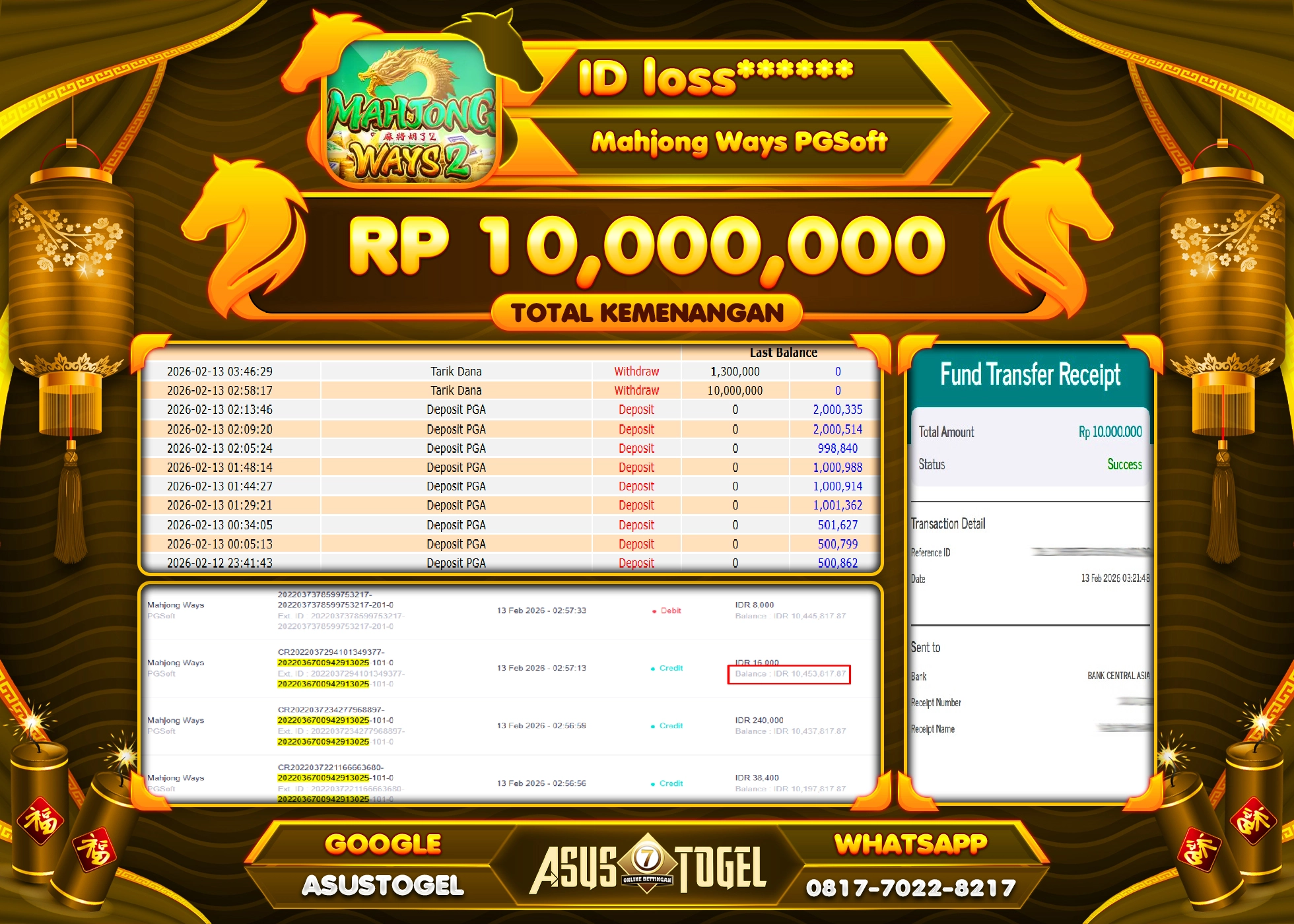 ASUSTOGEL KEMENANGAN DI SLOT MAHJONG WAYS SEBESAR 10,000,000 - RUPIAH LUNAS
