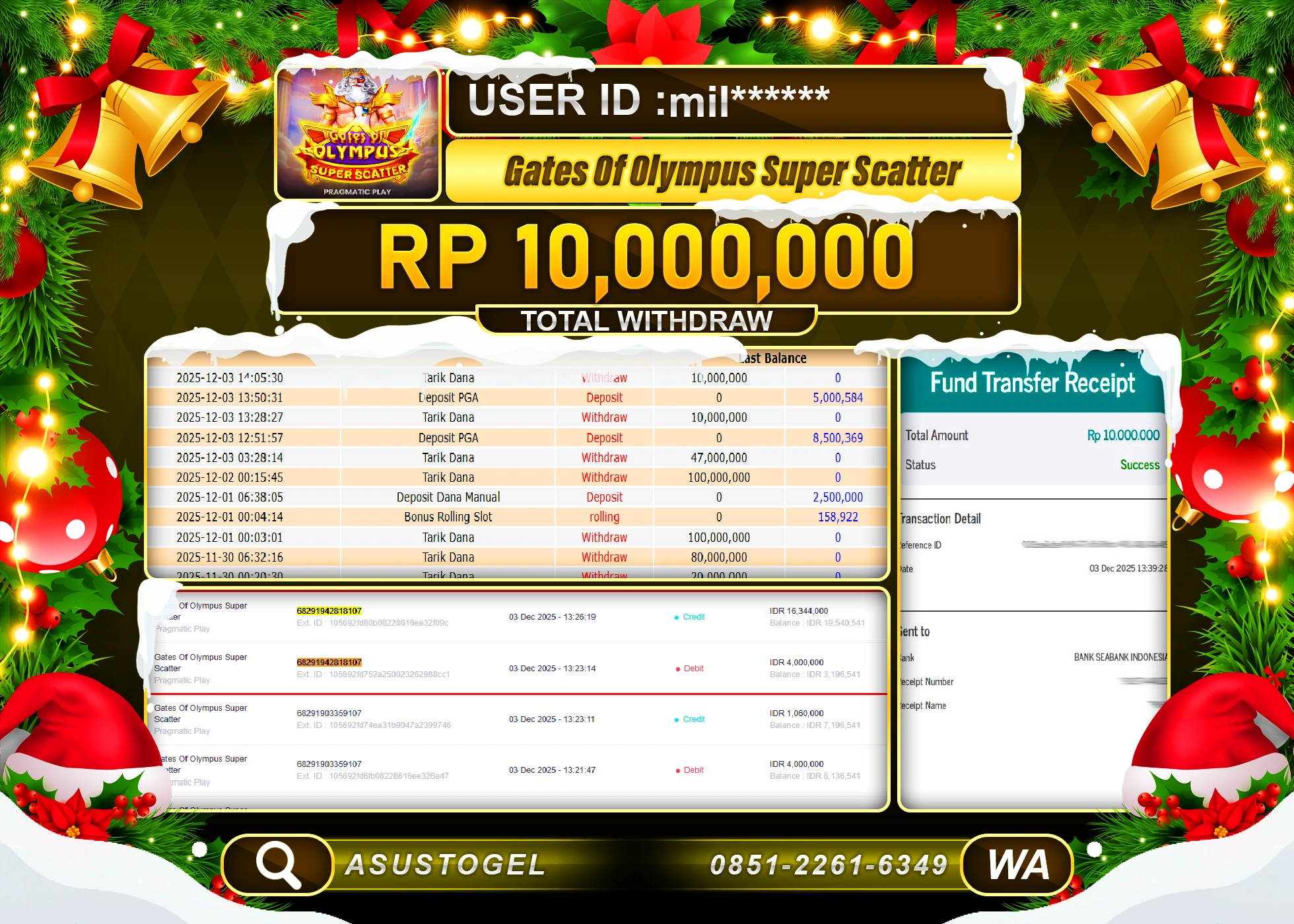 ASUSTOGEL KEMENANGAN DI GATES OF OLYMPUS SUPER SCATTER SEBESAR 10,000,000 - RUPIAH LUNAS