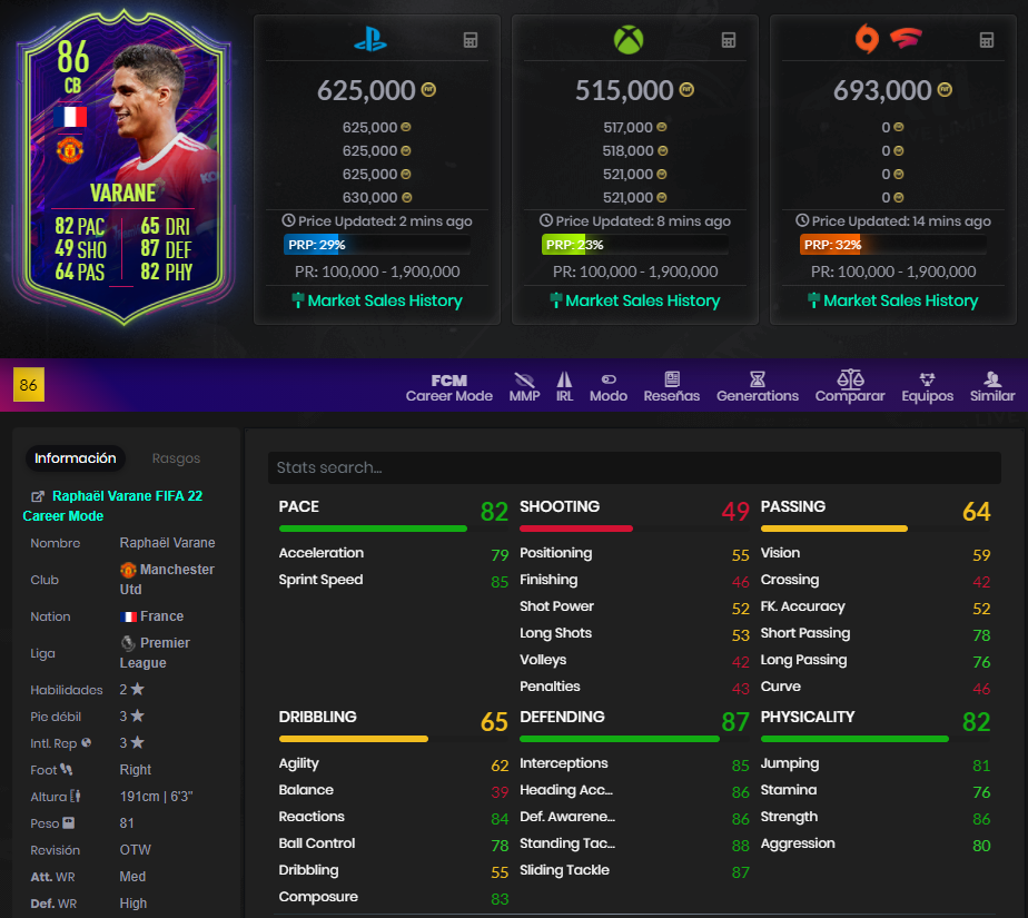 varane otw fifa 22