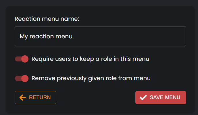 Menu Settings