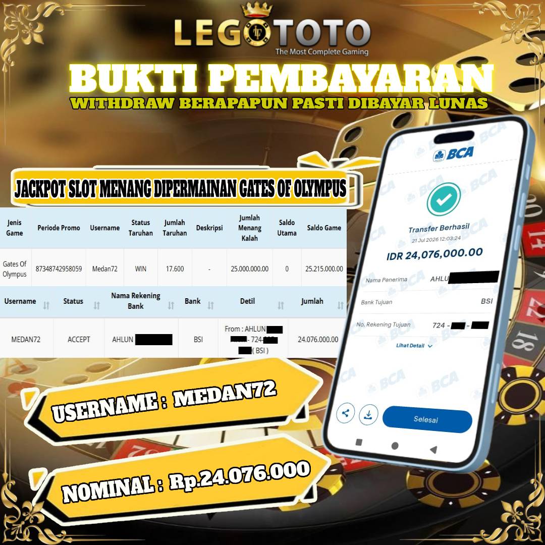  🏆 BUKTI KEMENANGAN MEMBER LEGOTOTO GATES OF OLYMPUS  🏆