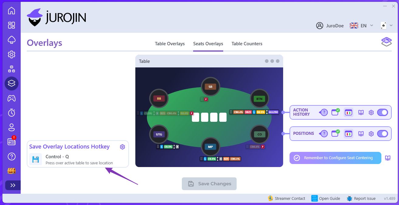 Save Seat Positions Overlays Location for Your Online Poker Tables