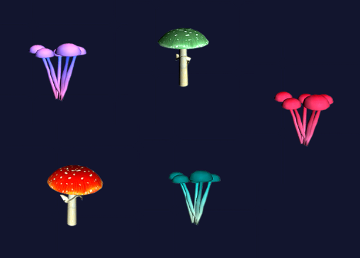 Set of 5 Mushrooms