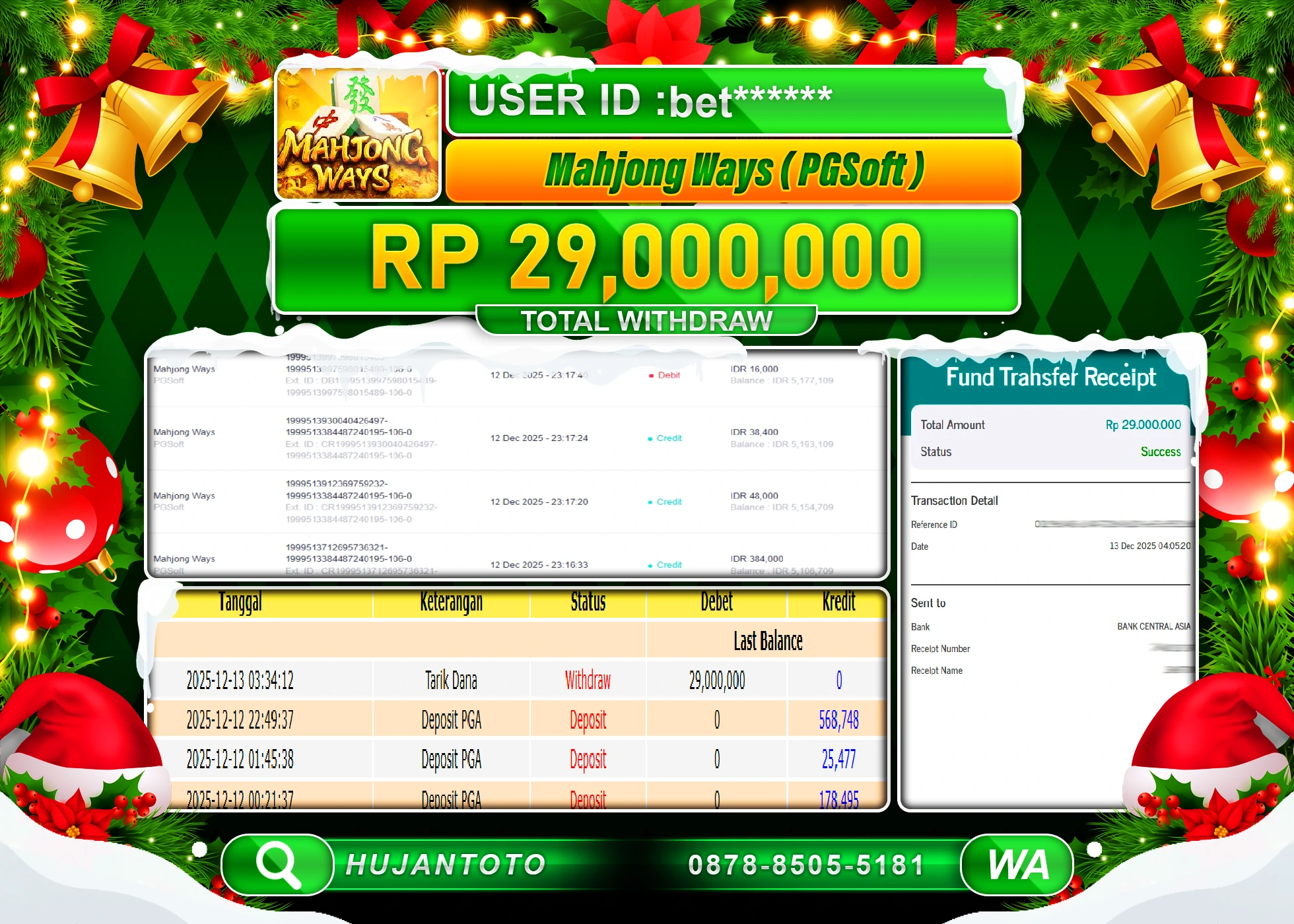 HUJANTOTO - BUKTI JACKPOT MENANG SLOT MAHJONG WAYS Rp.29,000,000 - TERBAYAR LUNAS