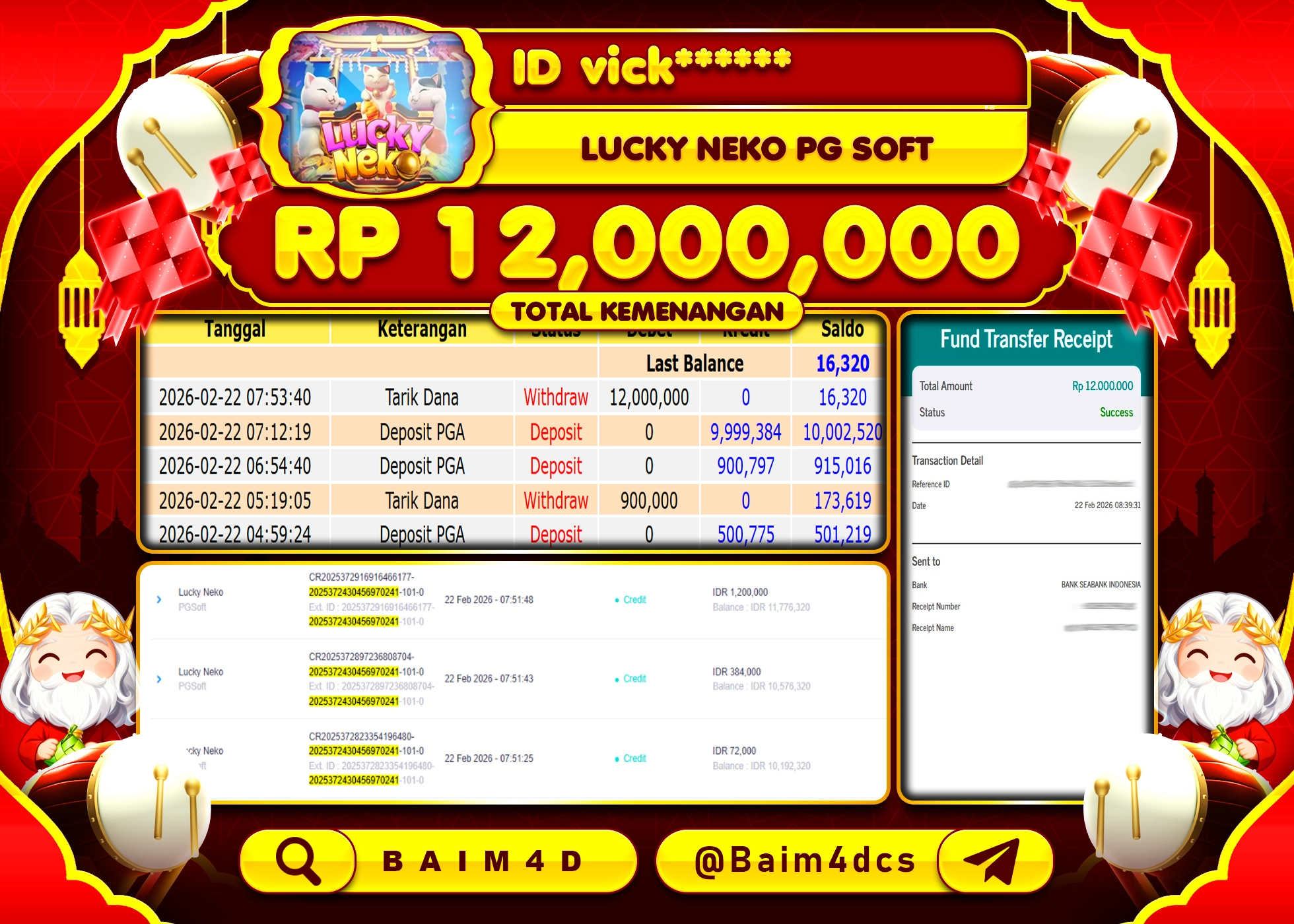 BAIM4D JACKPOT SLOT LUCKY NEKO  Rp.12,000,000 - LUNAS