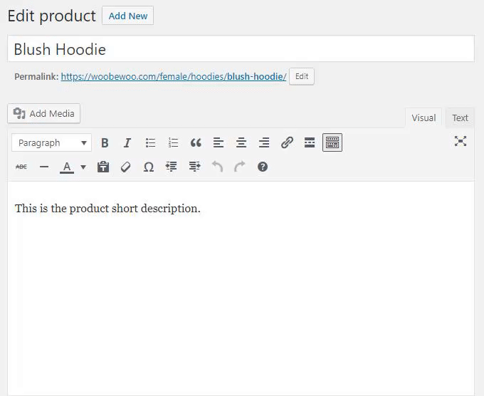  Product data section