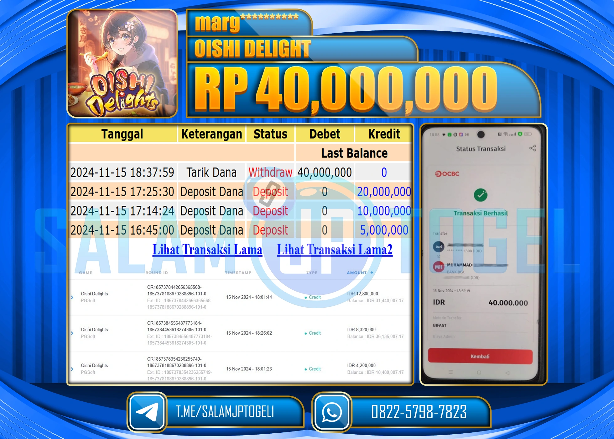 SALAMJPTOGEL MENANG PGSOFT Oishi Delights RP. 40,000,000 LUNAS
