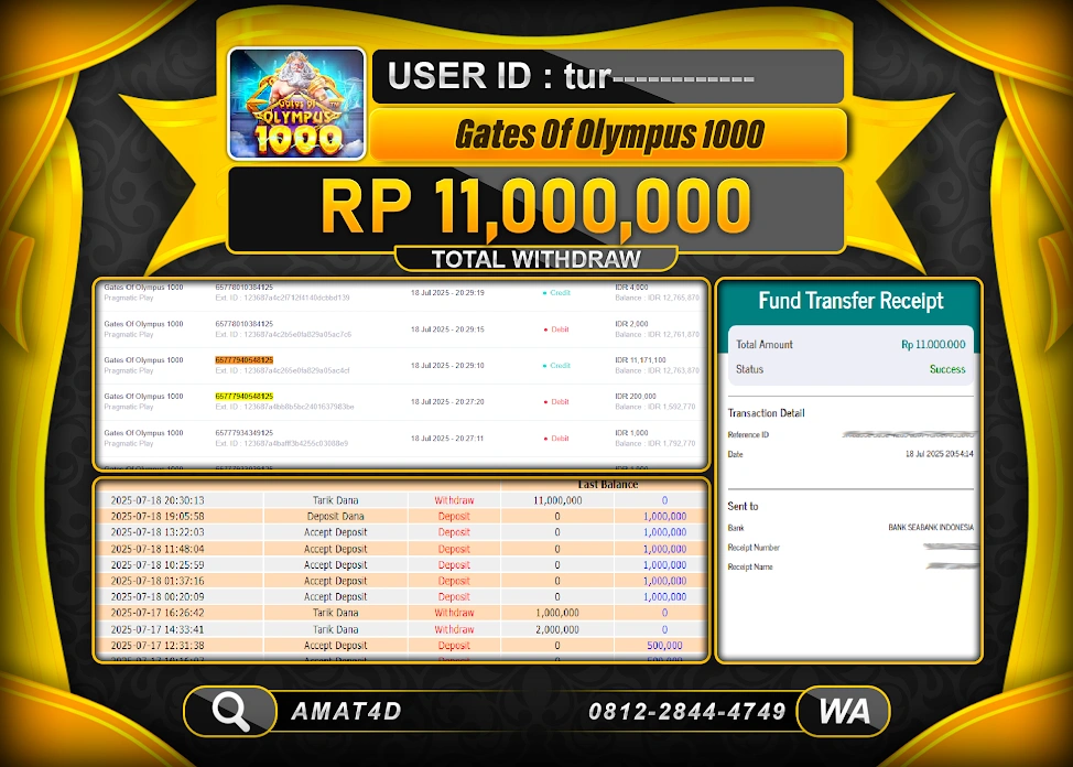 AMAT4D KEMENANGAN GATES OF OLYMPUS 1000  Rp.11.000.000 BERHASIL TERBAYAR LUNAS