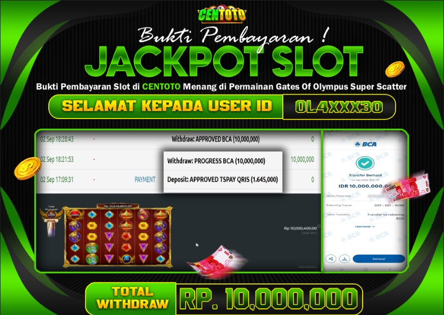  BUKTI JACKPOT LUNAS CENTOTO  RP 10.000.000,-LUNAS