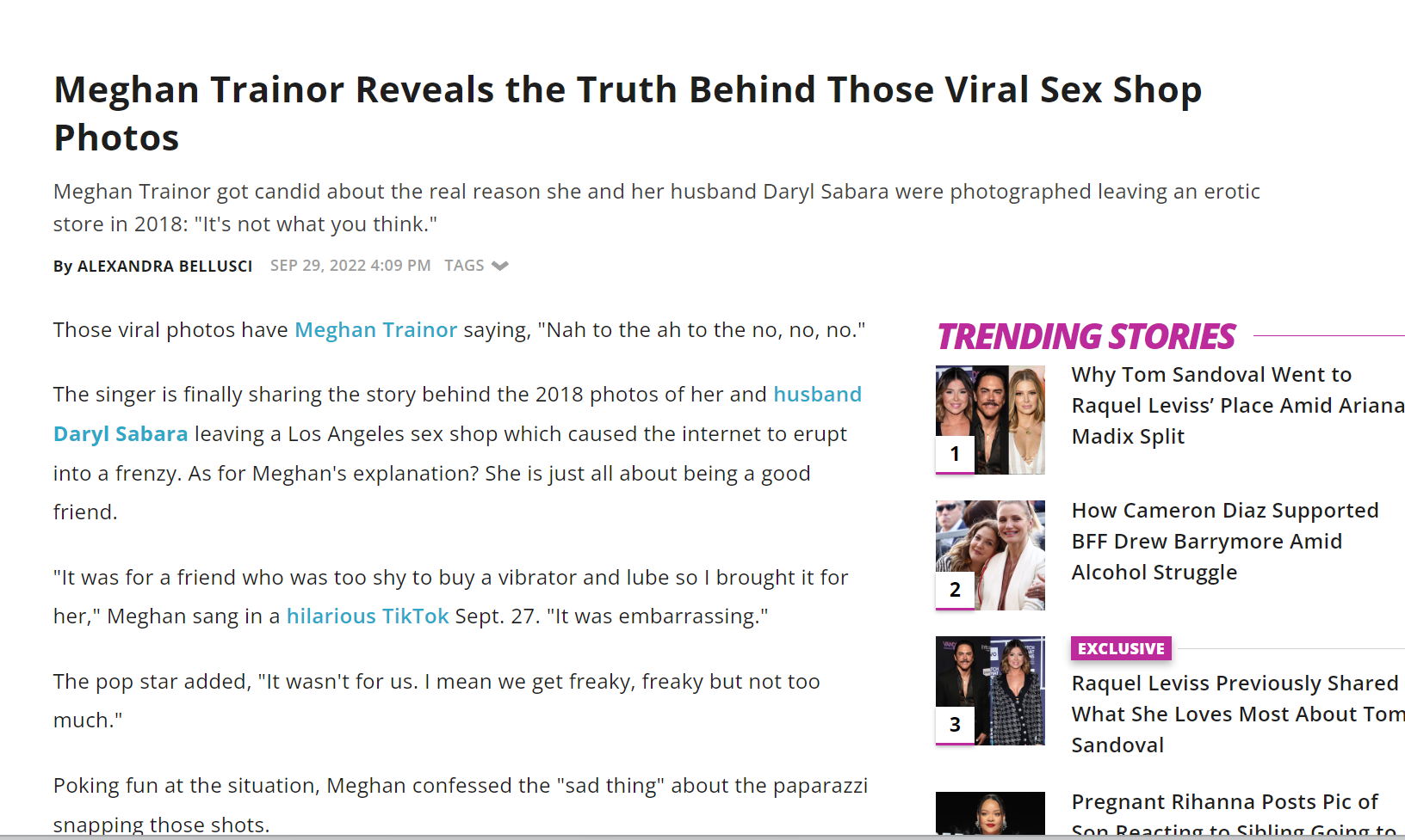 Meghan Trainor reveals true story behind viral sex shop pictures