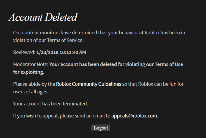 Roblox Bans