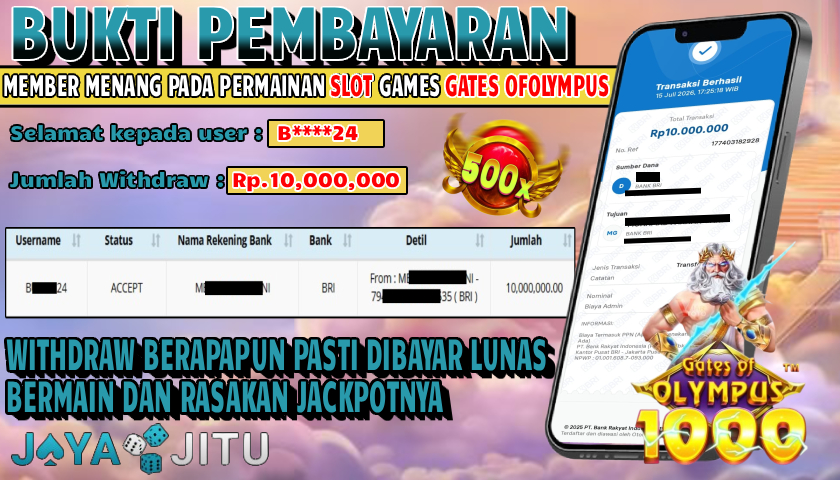 🏆 BUKTI KEMENANGAN GATES OF OLYMPUS  MEMBER  JAYAJITU🏆