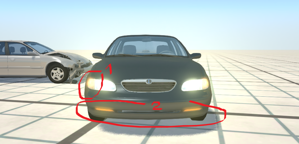 how to turn on car lights in beamng