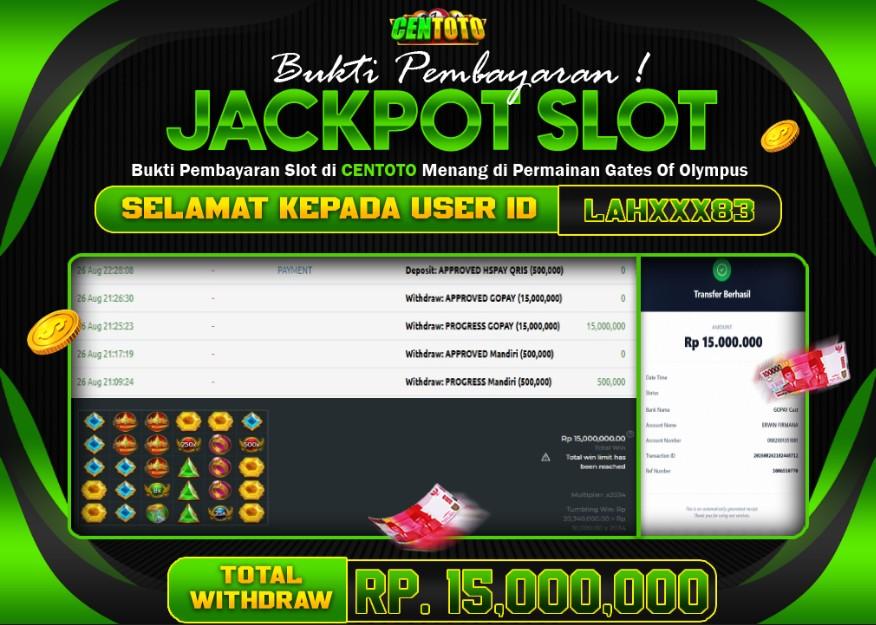  BUKTI JACKPOT LUNAS CENTOTO  RP 15.000.000,-LUNAS