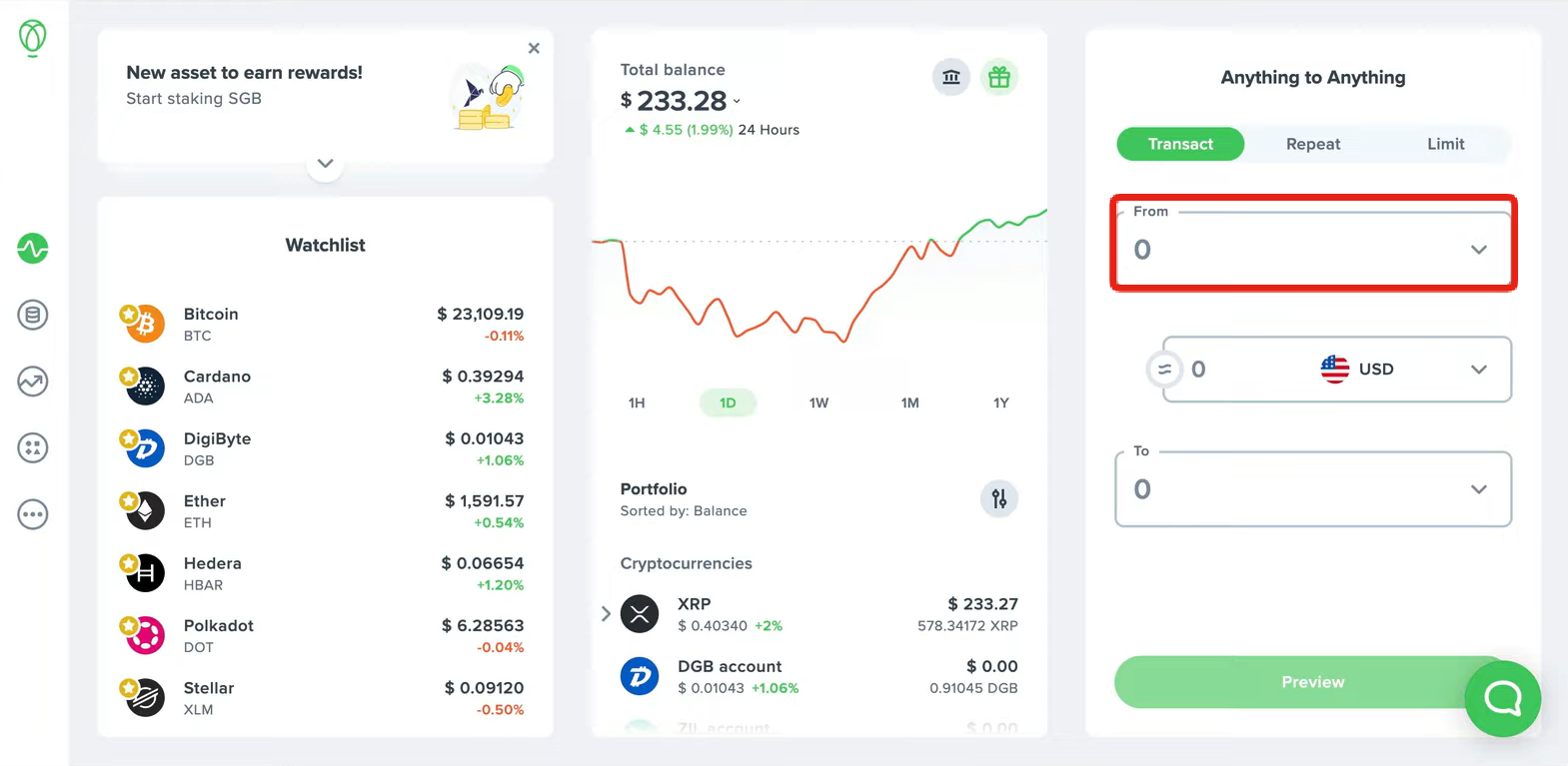 Deposit funds on Uphold 