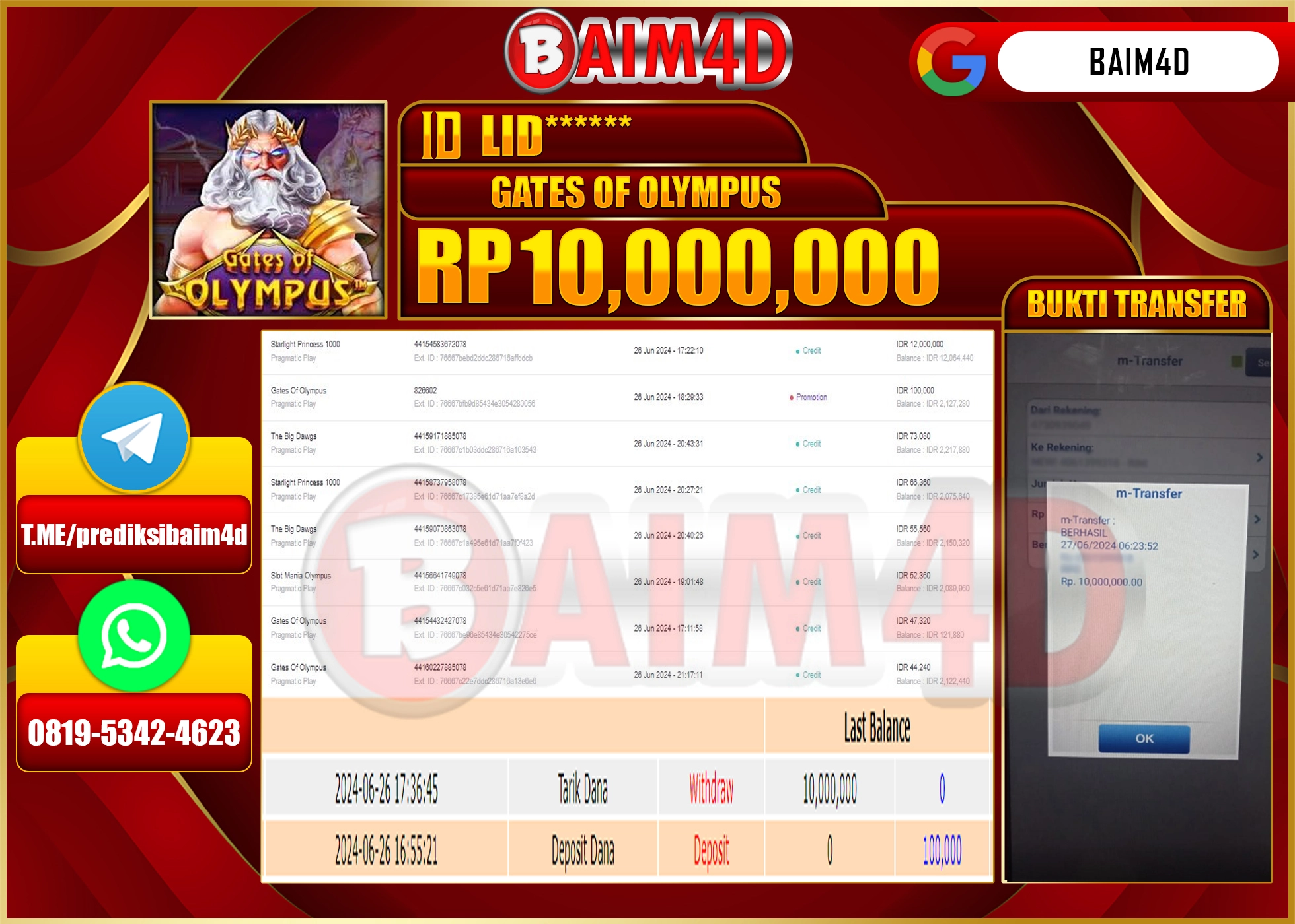 BAIM4D JACKPOT GATES OF OLYMPUS Rp.10,000,000.- LUNAS