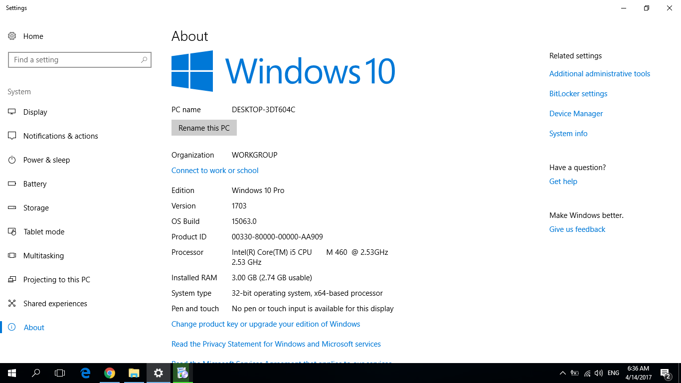 Desktop name. Windows 10. System info Windows 10. PC properties. I5 4000 properties Windows 10.